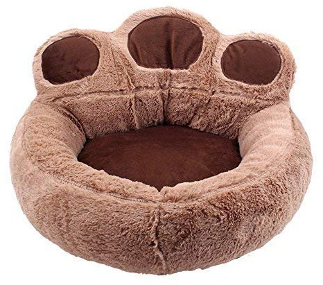 Bärentatze Form Hundebett,Abnehmbar,Indoor und Outdoor,Waschbar Hundekissen Haustier Katze Hundesofa Hundekörbchen S M L Hundekorb Katzen-Nest Hundebett Gepolstert-L:73x80cm-kaffee