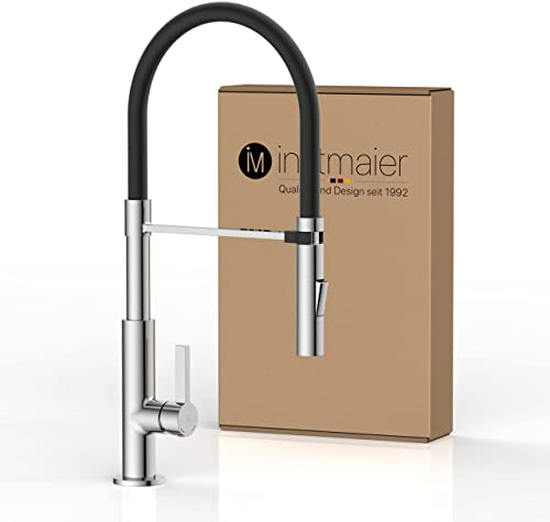 instmaier Nova | Küchenarmatur mit flexibler Geschirrbrause | Chrom | Wasserhahn Küche 360° schwenkbar | Spültischarmatur mit 2 Strahlarten | Mischbatterie