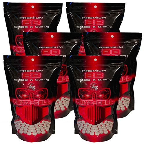 6 x Airsoft Softair Kugeln Fritz-Cell Premium BBS 6 mm 0,20g Beutel 5000 Stück