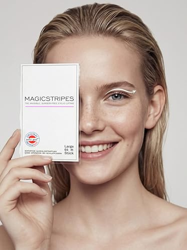 MAGICSTRIPES - Schlupflid Tape Augenlidlift & Lidkorrektur ohne OP, Transparente Augenlid Stripes für intensiven Lift & wachen Blick – 64 Stück (Größe L)