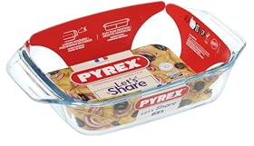 Pyrex Irresistable Easy Grip Rectangular Glass Roaster 27 x 17cm Transparent (Pack of 2)