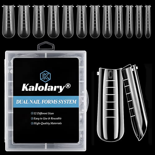 Kalolary 120PCS Dual Nail System Formen, Full Cover Gel Nail Form Tipps Acryl falsche Nägel Nail Art Extension Tool 12 Größen mit Skala