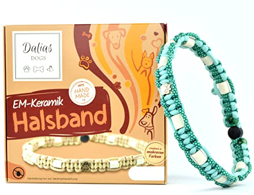 EM-Keramik-Halsband für Hunde & Katzen - Maßanfertigung EM-Band Original US-Paracord (51-60 cm, Mint)