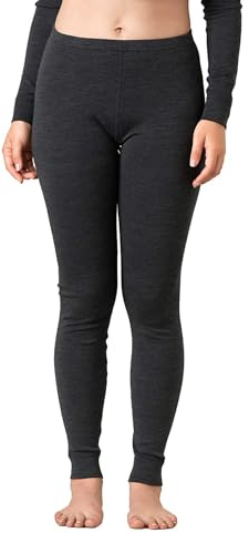 LAPASA Dam merinoull baslager botten, medelvikt leggings varma termiska underkläder damer Long Johns höst/vinter L49, Mörk ljung grå (byxor), S