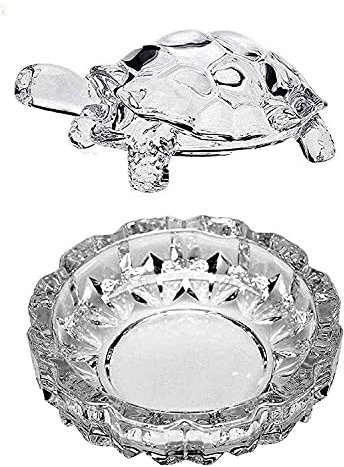 Crystal Glass Turtle-Tortoise Plate for Feng Shui, Turtle-Tortoise Plate for Vastu, Good Luck, Health & Prosperity, Decorative Gift Set for Home and Office.