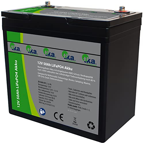 tka Köbele Akkutechnik Lithium Batterie: LiFePO4-Akku, 12 V, 50 Ah / 640 Wh, BMS, für Solaranlagen u.v.m., 5 kg (LiFePO Batterie)