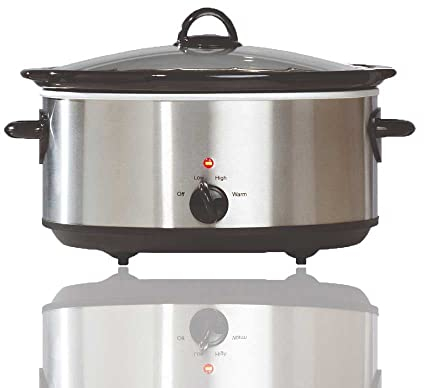 AAMEN 6.5L Slow Cooker Stainless Steel Stonware Pot 3 Heat Setting For Maximum Cooking Versatility Portable Slow Cooker With Tempered Glass Lid Dishwasher Safe Stoneware Pot Easily Cleanable