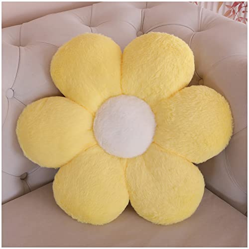 LANFIRE Blume Plüsch Kissen Bodenkissen Dekoratives Blumenkissen Sitzkissen Schlafsofa Kissen Möbel Innenkissen (50CM, Gelb)