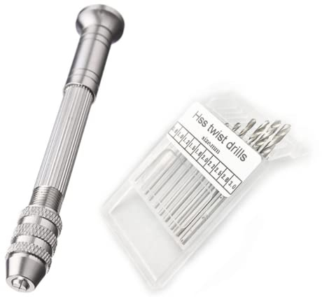 FZLANQ Pin Vise for Resin Casting Molds, Hand Drill Set Resin Drill with 10 Pcs Drill Bit, Precision Hand Drill Tools for Epoxy Resin Arts Crafts, Wood, Clay, DIY Resin Keychain Jewelry Making