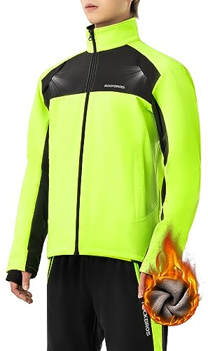 ROCKBROS Vindtät Cykeljacka/Byxor, Termojacka med Hög Synlighet, Varma Vinterkläder, Sportjacka/Byxor, lämplig för utomhusaktiviteter, löpning, cykling, bergsklättring, vandring
