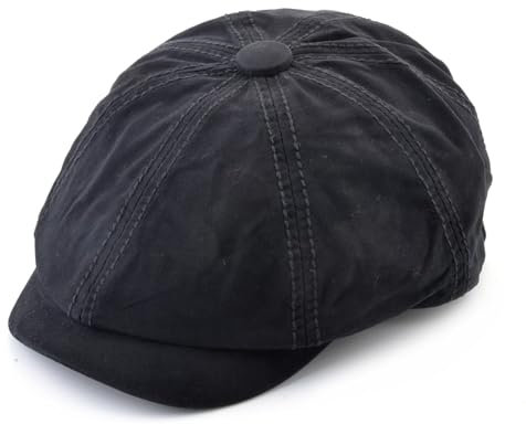 FICORD Schiebermütze Herren Lässiger Newsboy-Hut Für Herren, Frühling Und Herbst, Retro-Baskenmütze, Outdoor-Freizeithüte, Unisex, Achteckige Kappe, Schirmmütze, Schwarz, 56–60 cm