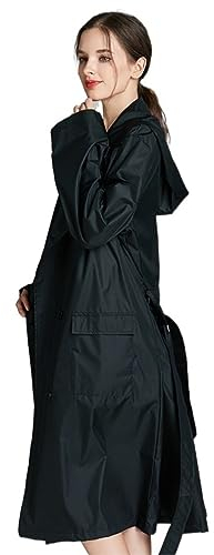 Vêtements de Pluie Poncho Pluie Imperméable Écran Solaire Humide Universel Pour Adulte, Coupe-vent Extérieur Allongé Et Boutonné Combinaison de Pluie Manteau de Pluie ( Color : Black , Size : One size