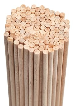 Mendi Palitos de madera redondos (125) manualidades brochetas maquetas modelismo 25 cm x 4 mm