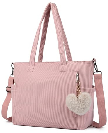 Makukke Cord Tote Bag Tasche Damen Umhängetasche Groß Shopper Handtasche Schultertaschen für Arbeit Büro Reisen Einkaufen Schule