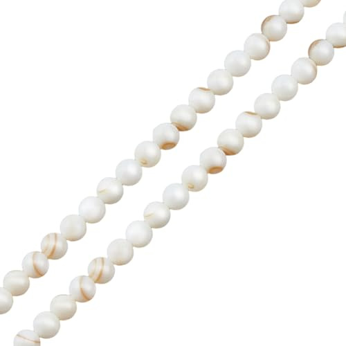 Hobbspring 2 fili di acqua dolce naturale conchiglia perle 6 mm tonde conchiglia perle madreperla perline circa 124 pezzi rotondi distanziatori sciolti perline per collana bracciale orecchini fai da