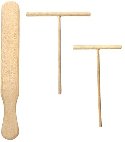 3 unidades de distribuidor de crepes de madera de haya, para panqueques, crepé, espiral en forma de T, fácil de limpiar, distribuidor de masa para accesorios, herramientas para hornear, juego de