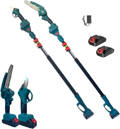 KIT POTATURA A BATTERIE: MOTOSEGA +FORBICI +ASTA 240CM +FARO DA CANTIERE