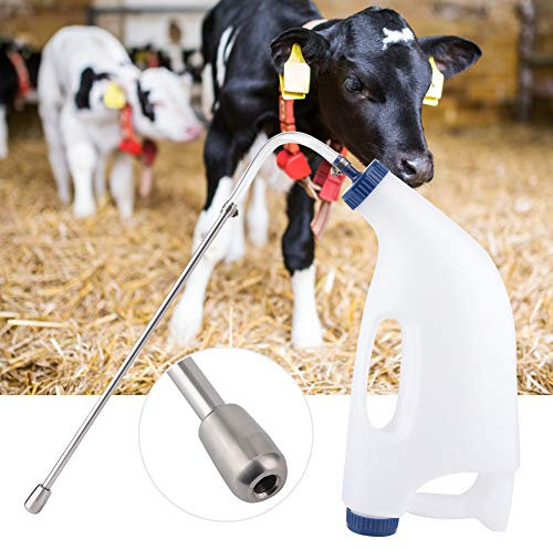 Bottiglia di Vitello in Acciaio Inossidabile Resistente per Alimentare il Latte di Vitello, la Medicina o Altri Liquidi, la Bocca Grande per Facile Ripieno e Pulizia,