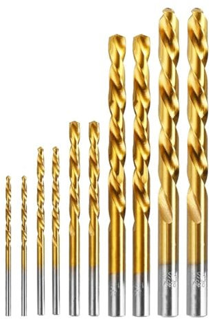 HUTBUVEAW 10pcs Left Hand Drill Bits HSS Twist Drill Bit Straight Shank Drill Bits Left Way HSS Drilling Tool Woodworking Carpentry Access