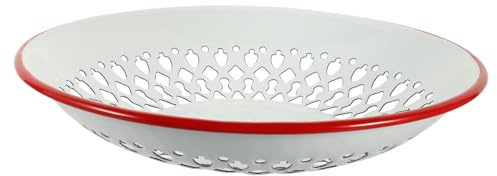 MUCKLILY Multifunktionaler Abtropfkorb Leichter Küchenabtropfkorb aus Emaille mit Hohler Emaille Schale zum Aufbewahren von Snacks für Picknick und Trockene Lebensmittel