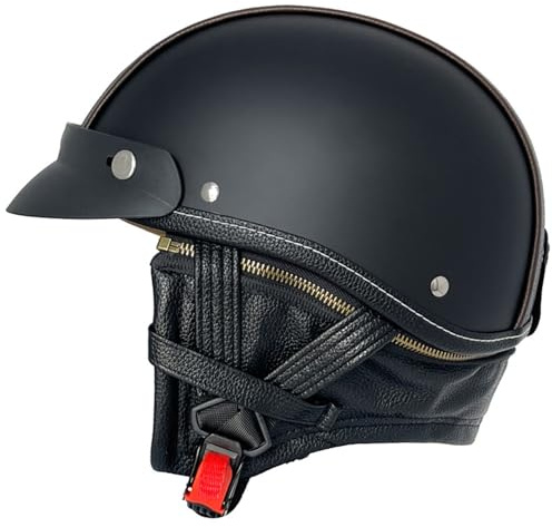 Caschi Cromwell Moto retrò Vintage Casco Scodella Semi Integrale Casco Aperto Jet e Demi-Jet in ABS Certificato ECEDOT per Motocicletta Bici Scooter per Uomo e Donna 3,S:55-56CM