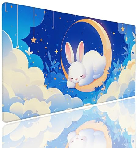 Tappetino per Mouse da Gaming, Tappetino Mouse Pad XXL Grande, Mousepad con Impermeabile e Antiscivolo, Lavabile Sottomano Copri Scrivania Ufficio, Tappetini Tappeto Mouse Mat 1000x500x4mm Moon (5)