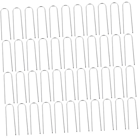 BAZEITFLOW 50 Piezas Anclajes Galvanizados Forma para Jardín Clavos de Fijación para Membranas y Césped Artificial de Diámetro de Herramientas de Fijación de Jardinería Resistente y Práctico