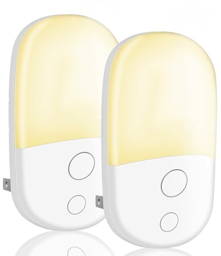Night Light Plug in Walls & Night Lights with Dusk to Dawn Photocell Sensor, Energy Saving Lights Kids for Children's Room, Stairs, Hallway, Bedrooms, Garage (2 Pack), White