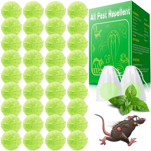 Rodent Mouse Repellent, 36 PCS Natural Rat Mice Repellant Indoor, Peppermint Oil to Repel Mice Rats Away Squirrel Pest Repellent Balls Rodent Deterrent for House Outdoor, Family & Pet Safe