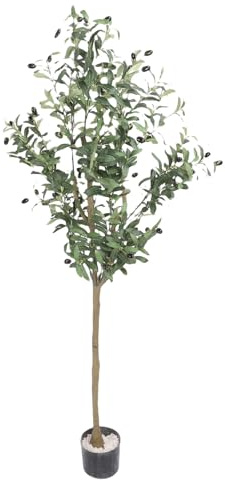 HELEVIA Simulierter Olivenbaum, Künstlicher Olivenbaum, Künstliche Pflanzen für den Innenbereich, Lebensechtes Aussehen, für die Dekoration Im Home-Office-Wohnzimmer Im Freien (150 cm)