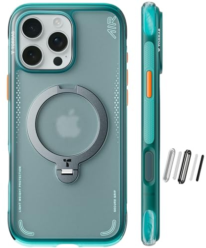 TORRAS Ostand Q3 Air for iPhone 16 Pro Max Case with Real Airbags, Military Grade Protective | Fit for MagSafe for iPhone 16 Pro Max cover with Camera Control | Shockproof & Stylish Glacier Blue