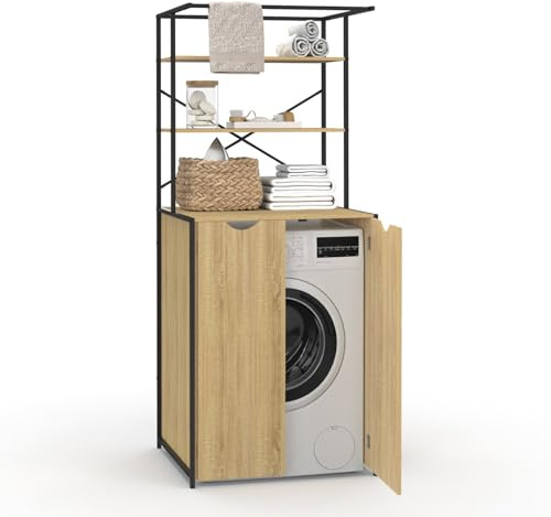 IDMarket - Armadio chiuso per lavatrice DETROIT dal design industriale