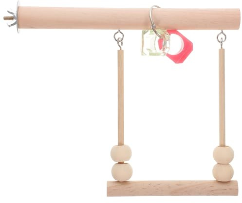 ARTSEWPLY Columpio para Loros de Madera Natural Juguete Divertido Suspendido para Pájaros Soporte Resistente para Masticar y Jugar Complemento para Jaulas y Accesorios de Aves Domésticas