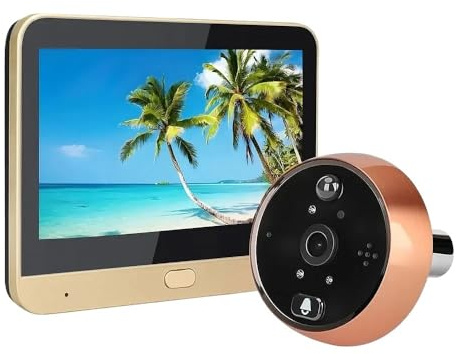 JIDKEINNH 3MP Smart Peephole Video Doorbell Wifi Two-way Intercom Door Eye Cameras 1080P HD PIR Detection for Home Security(Doorbell-64GB)