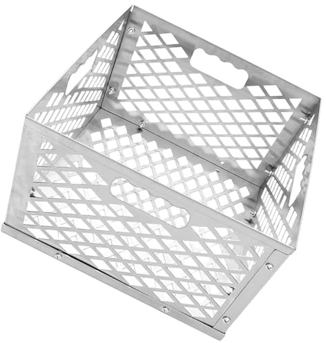 SEWACC Cesto per Carbone in Acciaio 304 per Affumicatore Offset Scatola per Carbone Riutilizzabile Maniglia Resistente Grande Capacità per Barbecue e Affumicatura Prolungata