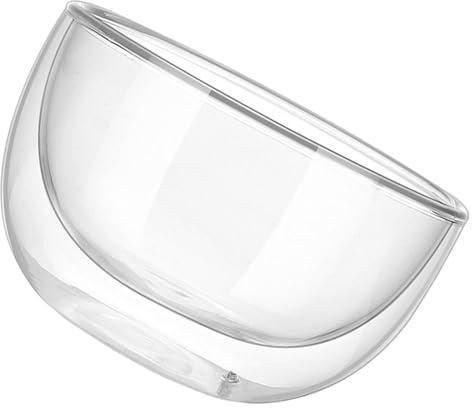 TIKODIDA Tazón de Postre Transparente Cuenco Doble Pared Antideslizante de Vidrio de Borosilicato Resistente al Calor para Vajilla y Decoración de Mesa Dulce Hogar