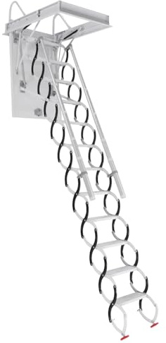 Generic Ceiling Mount Attic Staircase with Handrails Pull Down Folding Loft Step Space-Saving Stair 660LBS Capacity for Garages/Underground Passages