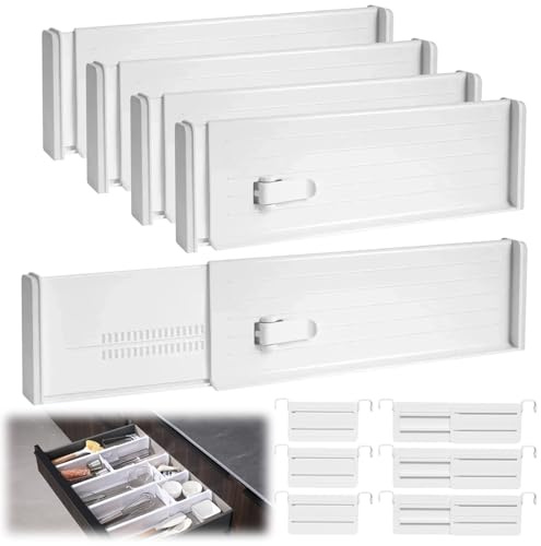 Keltorio Schubladentrenner Verstellbar, 10 Stück Kunststoff Schubladentrenner 32-56cm, Schubladen Organizer, Schubladen Trenner, Schubladenteiler Verstellbar für Kleiderschrank Küche Büro