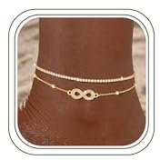Turandoss Layered Adjustable Anklet Bracelets for Women Infinity Symbol