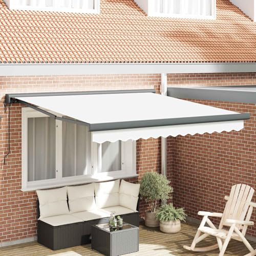 Xuvaracle Auvent blanc - 300 x 250 x 165 cm - En polyester et aluminium - Protection solaire - Bras articulé - Demi-cassette - Protection UV - Protection contre la pluie - Protection contre le vent