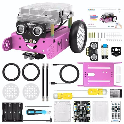 Makeblock mBot Robot Car STEM Spielzeug Roboter Kinder Programmierbares Roboticset Geschenke für Kinder Roboter Programmierbar mit Scratch/Arduino, Programmieren Lernen mit APP Steuerung, Rosa | Makeblock mBot STEM-Roboter für Kinder, programmierbar mit Scratch und Arduino, App-Steuerung, Rosa
