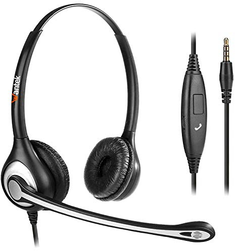 Wantek Binaural F602J35 Écouteurs pour téléphone Portable avec réduction du Bruit et Microphone pour iPhone Samsung Huawei HTC LG ZTE Blackberry et Smartphones avec Jack de 3,5 mm
