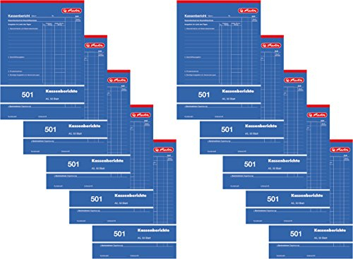 Herlitz Kassenberichtsblock A5, 10 Stück, 50 Blatt