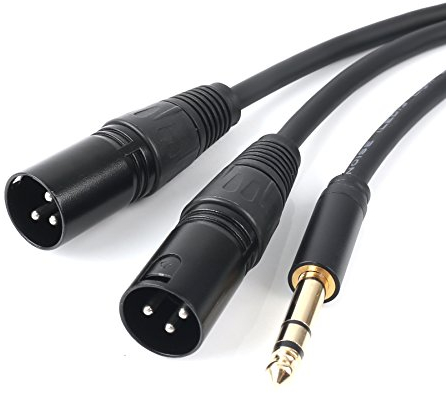 SiYear Cavo professionale con connettore TRS maschio da 6,35 mm a connettore 2 Dual XLR maschio per microfono e stereo, convertitore audio bilanciato e adattatore con divisore a Y (1,5 m)