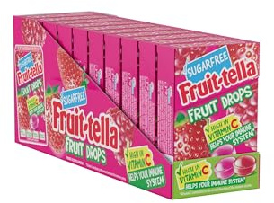 Fruittella Red Berry Fruit Drops - Sugar Free - Vegetarian - 10 x 45g Boxes