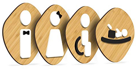 Signs - Styled Knot, Set 4x- Plaque signalétique Toilette Homme Femme Handicapé Signalétique Table à Langer - Pancarte Toilette pour porte toilettes autocollant (Pierre)