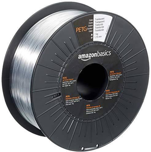 Amazon Basics Filamento per stampanti 3D, in PETG, 1.75 mm, traslucido, 1 kg per bobina
