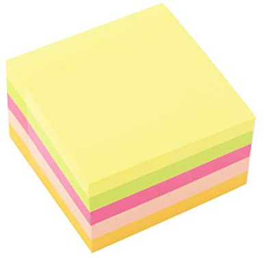 D.RECT 009261 Haftnotizwürfel Super Sticky Notes Selbstklebende Haftnotizzettel in 75x75mm 450 Blatt Neon