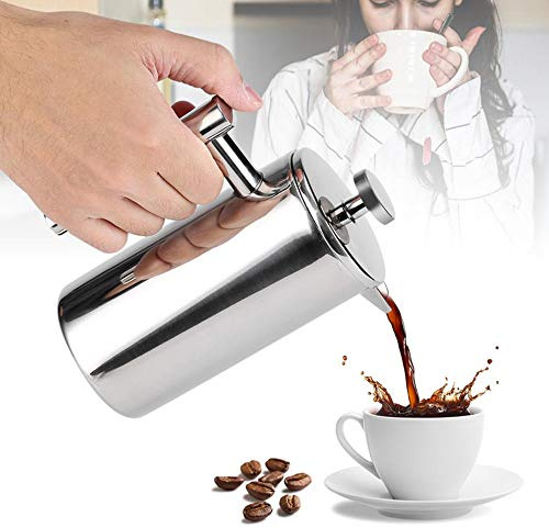 BALLSHOP 350ml Coffee Press Double Wall Maker Stainless Steel Cafetieres Shockproof Glass Pot Filter Maker Plunger Pitcher for Tea and Ground Beans Espresso