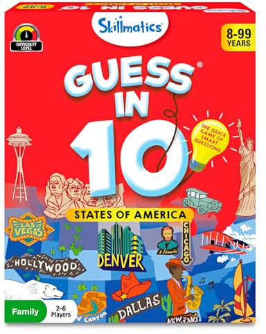 Skillmatics Guess in 10 States of America, Educational Travel Card Game for Ages 8 and Up, Boys, Girls, and Kids Who Love Board Games, Geography and History